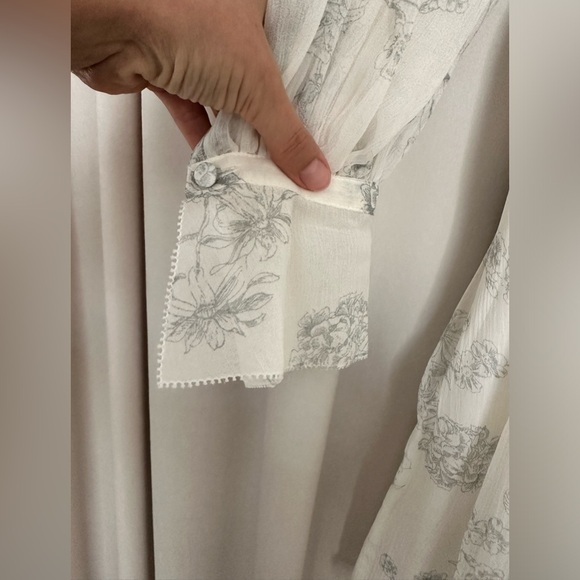 Rebecca Taylor, 100% Pure Silk, Cream and Baby Blue, Size 2 - Picture 5 of 14